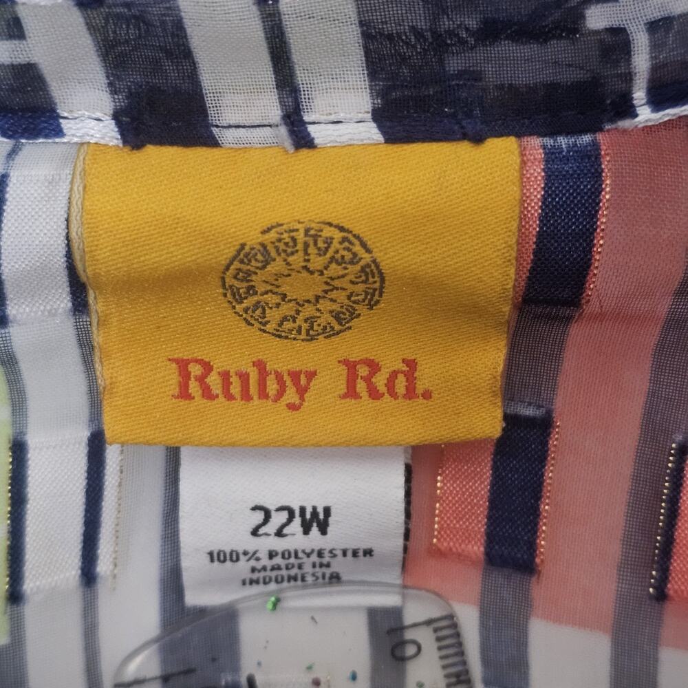 Ruby Rd Patchwork Abstract Print Sheer Button Up … - image 3